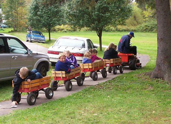 Children's wagon train. This photograph is from the 2006 Fall Festival.