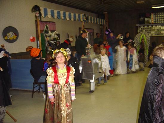 Children and families in costumes at the 2007 New Albany children's Halloween party.
