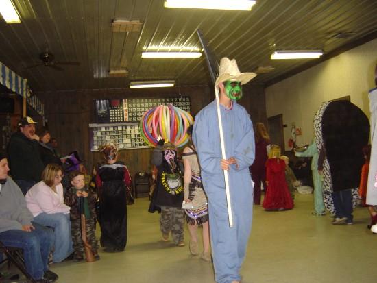 Children and families in costumes at the 2007 New Albany children's Halloween party.