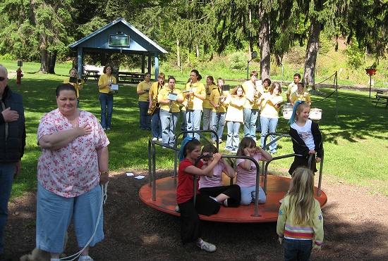 Wyalusing Marching Band plays the "Star Spangled Banner". This photograph is from the 2008 Memorial Day.