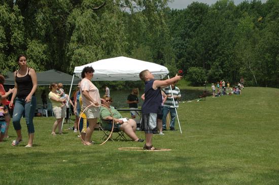 Children, families, and volunteers at the 2010 New Albany Fishing Derby.