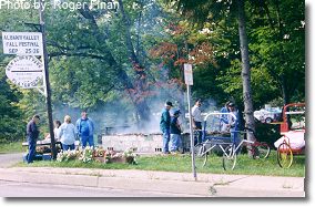 BBQ chicken pit. This photograph is from the 1999 Fall Festival.