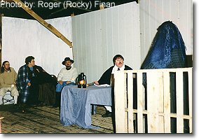 The witch trial. This photograph is from the 1998 Haunted Hayride.