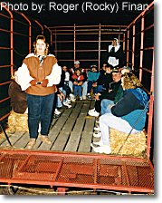 The story narration. This photograph is from the 1998 Haunted Hayride.