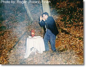 Costumed participants and community members at the 1998 New Albany Haunted Hayride.