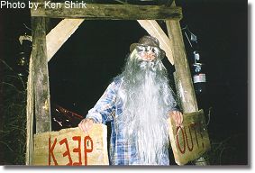Costumed participants and community members at the 1998 New Albany Haunted Hayride.